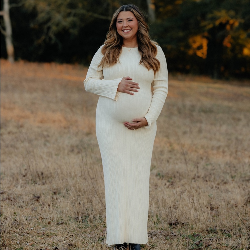 Elegant Cream Maternity Dress